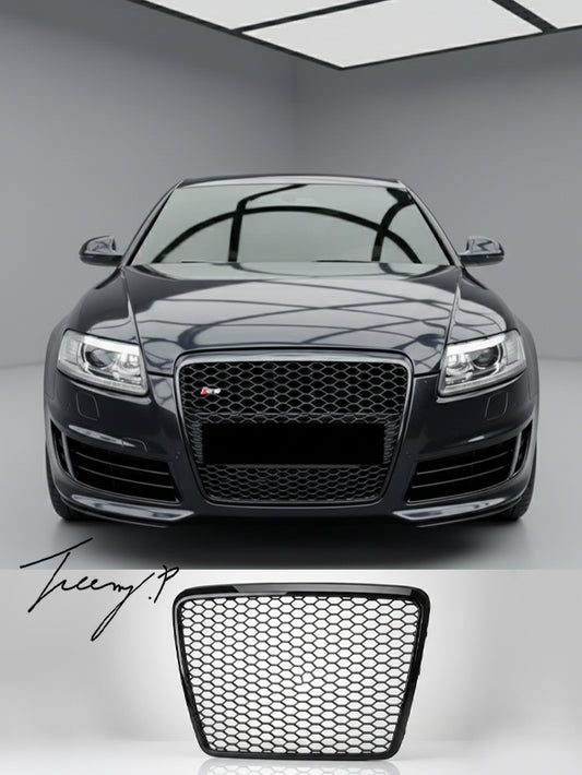 Audi A6 C6 RS6 style gloss black honeycomb front grille

