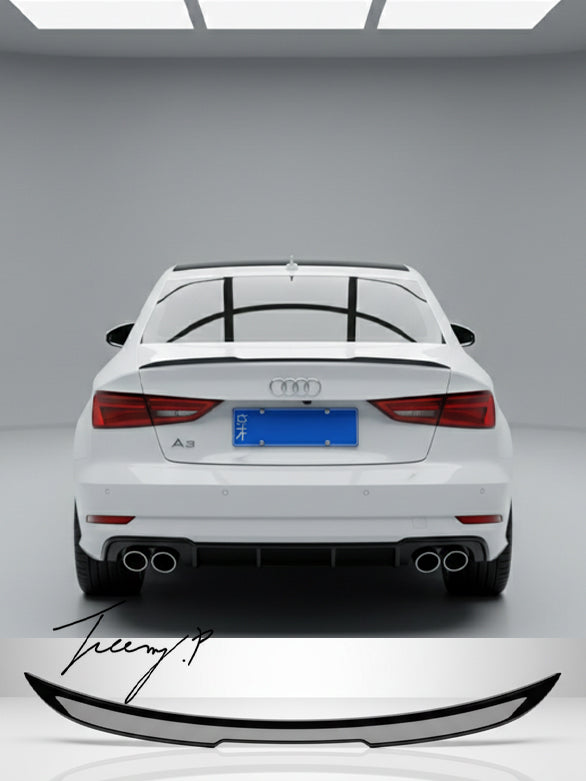 Gloss black rear boot trunk spoiler lip wing installed on a 2010-2018 Audi A7 Sedan (Sportback)