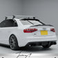 Gloss black M4-style rear boot spoiler lip installed on a 2009-2012 Audi A4 B8