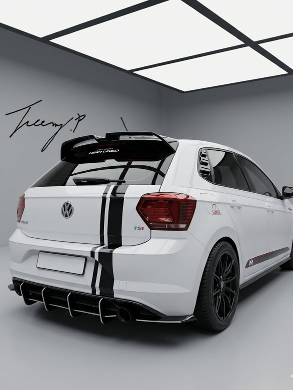 Gloss black Oettinger style rear roof spoiler OEM fit for VW Polo MK6 AW 2018 and newer
