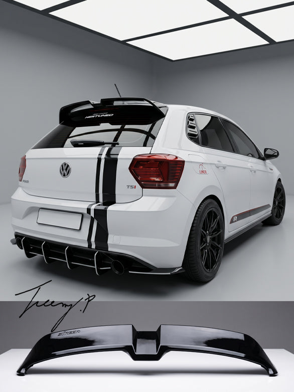 Gloss black Oettinger style rear roof spoiler OEM fit for VW Polo MK6 AW 2018 and newer
