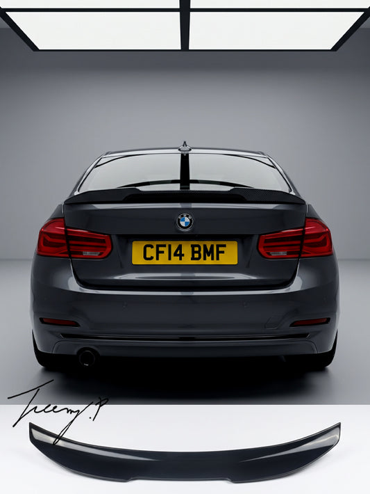 PSM style gloss black rear boot spoiler for BMW 3 Series F30 F80 M Performance 2012 to 2019

