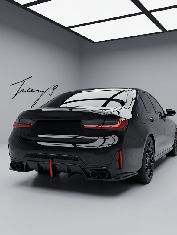 BMW 3 Series G20 LCI gloss black LED rear diffuser
