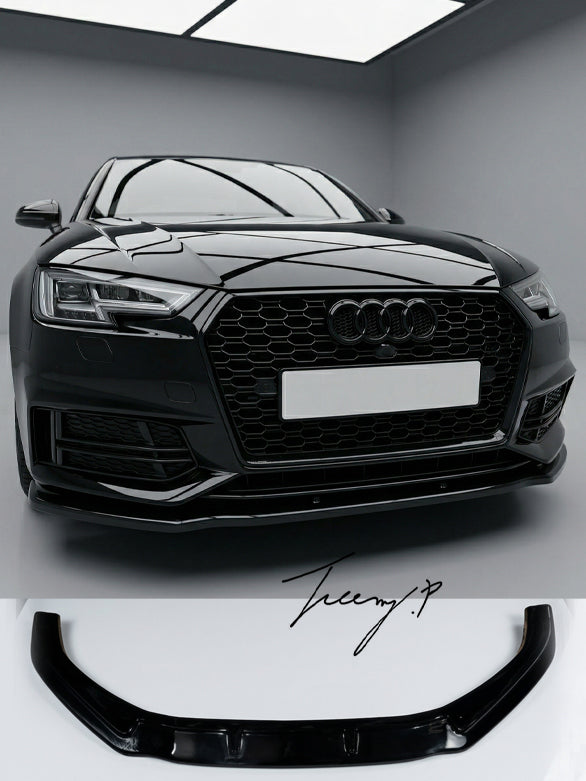 Audi A4 B9 S Line gloss black front splitter lip 2016 to 2023 sporty low profile design
