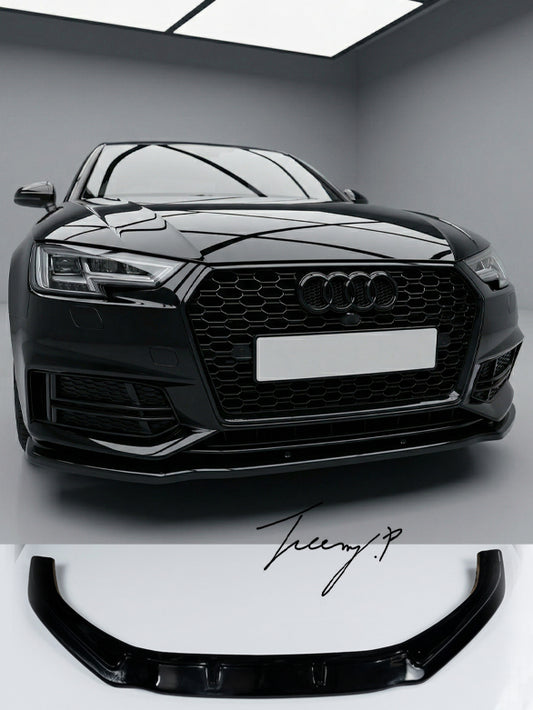Audi A4 B9 S Line gloss black front splitter lip 2016 to 2023 sporty low profile design
