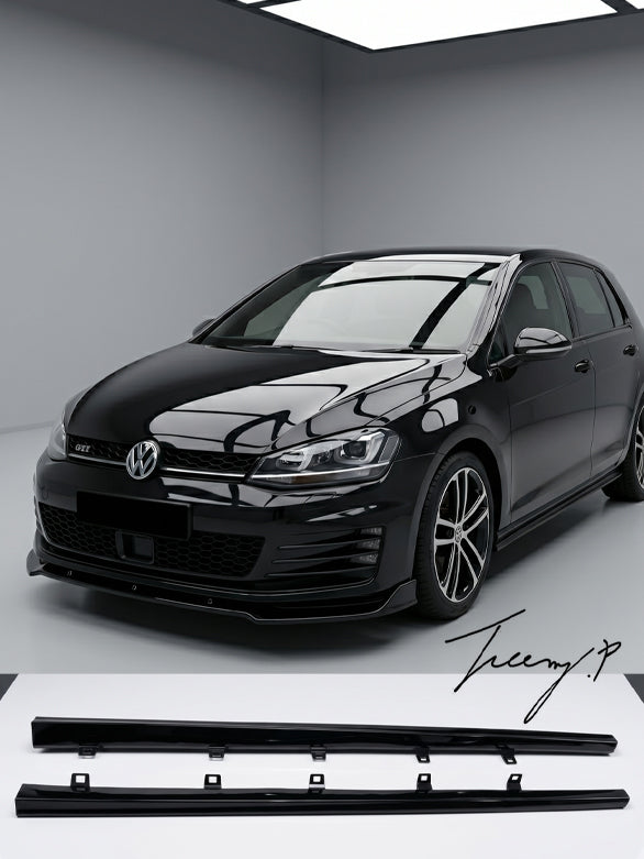 Gloss black side skirt extensions for VW Golf MK7 and MK7.5 R Line 2013 to 2020
