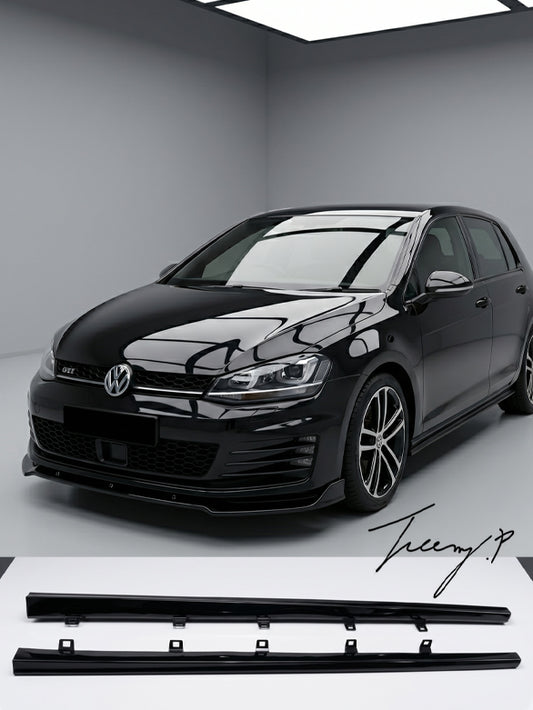 Gloss black side skirt extensions for VW Golf MK7 and MK7.5 R Line 2013 to 2020
