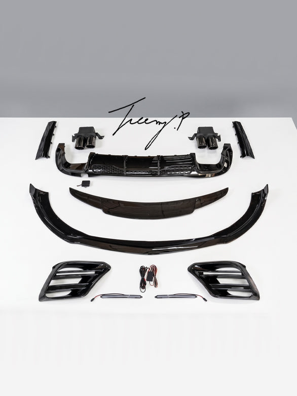 BS style gloss black bodykit splitter spoiler for Mercedes S Class W223 AMG Line 2020 and newer
