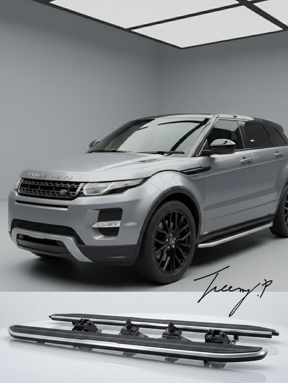 Aluminum side step running boards installed on a 2011-2018 Range Rover Evoque Dynamic (L538)