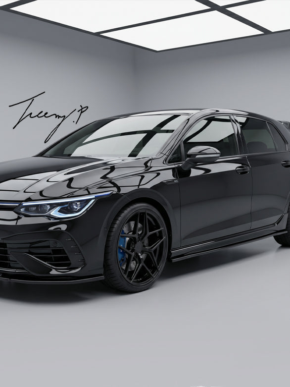 Gloss black side skirt blades for VW Golf R MK8
