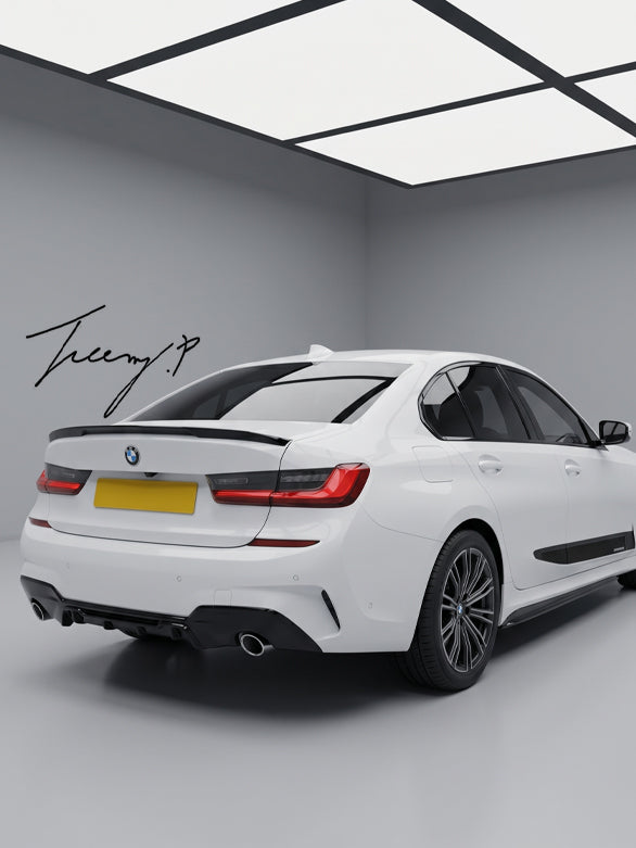 BMW 3 Series G20 gloss black MP style boot trunk spoiler lip sporty rear enhancement
