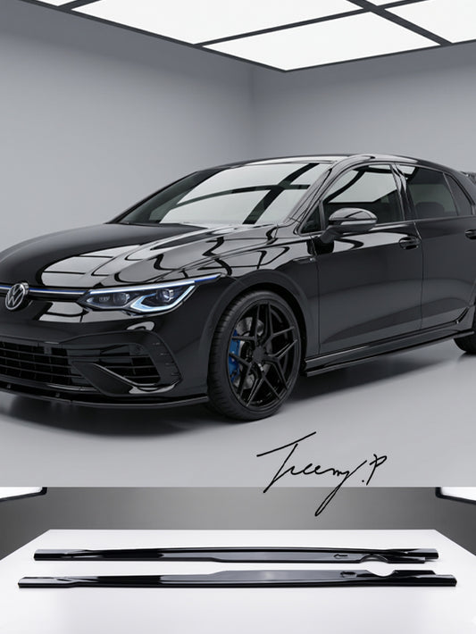 Gloss black side skirt blades for VW Golf R MK8
