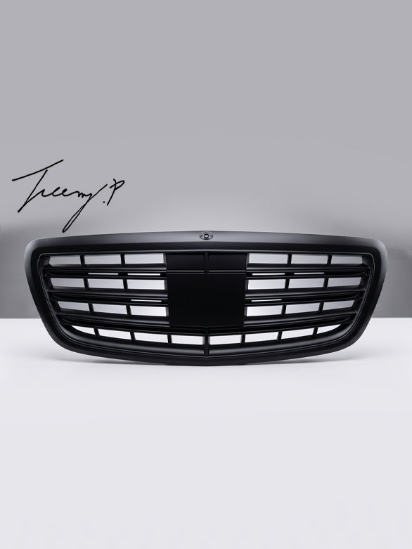 Matte black grille with night vision slot for Mercedes S Class W222 Saloon 2014 to 2020
