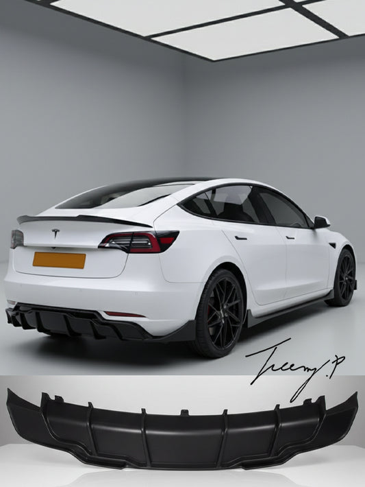 Aero style gloss black rear bumper diffuser body kit for Tesla Model 3 2018 to 2022
