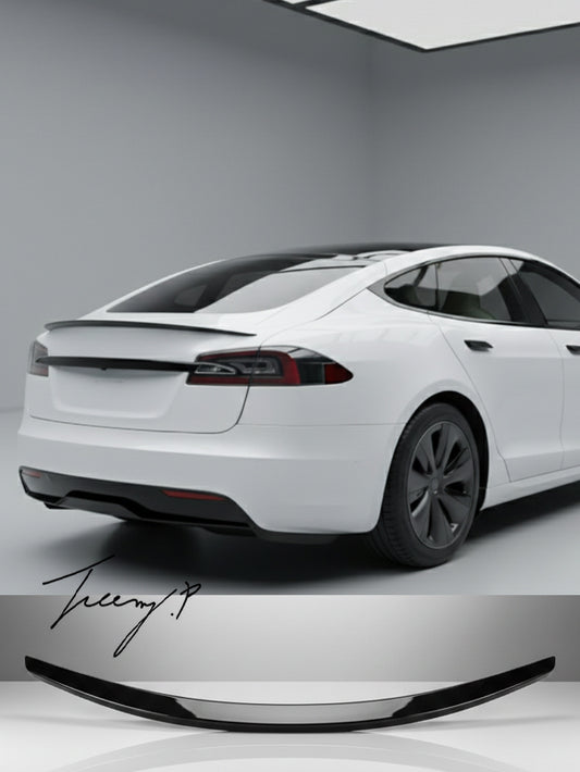 Gloss black rear trunk boot lip spoiler wing for Tesla Model S sedan 2012 to 2023
