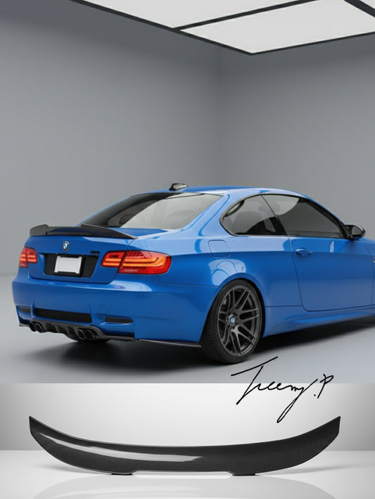 PSM style carbon look rear boot trunk lip for BMW 3 Series E92 coupe 2006 to 2013
