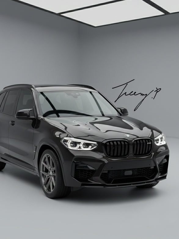 MP style gloss black front bumper splitter lip for BMW X3M F97 and X4M F98 2017 to 2021
