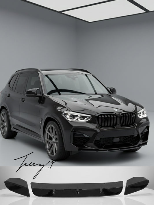 MP style gloss black front bumper splitter lip for BMW X3M F97 and X4M F98 2017 to 2021
