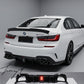 BMW 3 Series G20 G21 M Sport gloss black rear diffuser with light aggressive sporty styling
