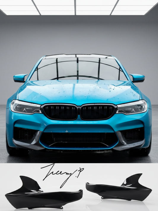 BMW 5 Series F90 M5 gloss black front splitter canard lip pair
