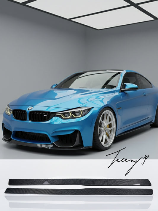 BMW M3 M4 F80 F82 carbon look side skirt extension blades
