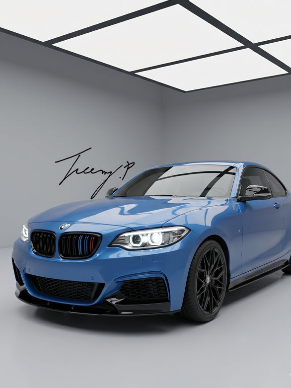 BMW 2 Series F22 F23 M Sport gloss black front splitter spoiler 2013 to 2021
