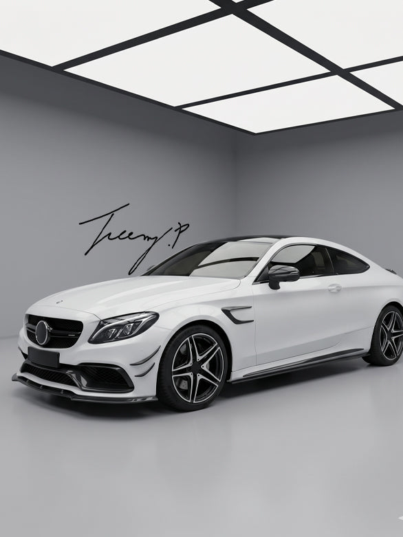 Gloss black side skirt extensions for Mercedes C Class W205 C205
