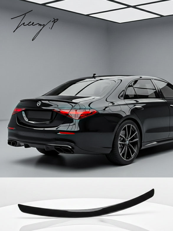 MERCEDES S CLASS W223 2021+ REAR BOOT TRUNK SPOILER WING LIP GLOSS BLACK