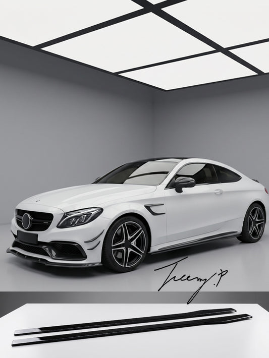 Gloss black side skirt extensions for Mercedes C Class W205 C205
