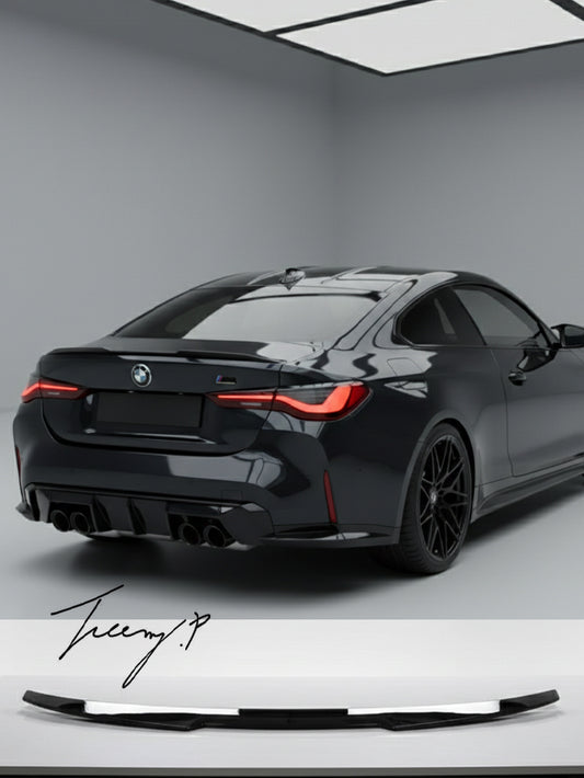 BMW 4 Series G22 M4 style gloss black rear roof spoiler lip
