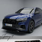 Gloss black front splitter lip installed on a 2018-2026 Audi Q8 S Line bumper