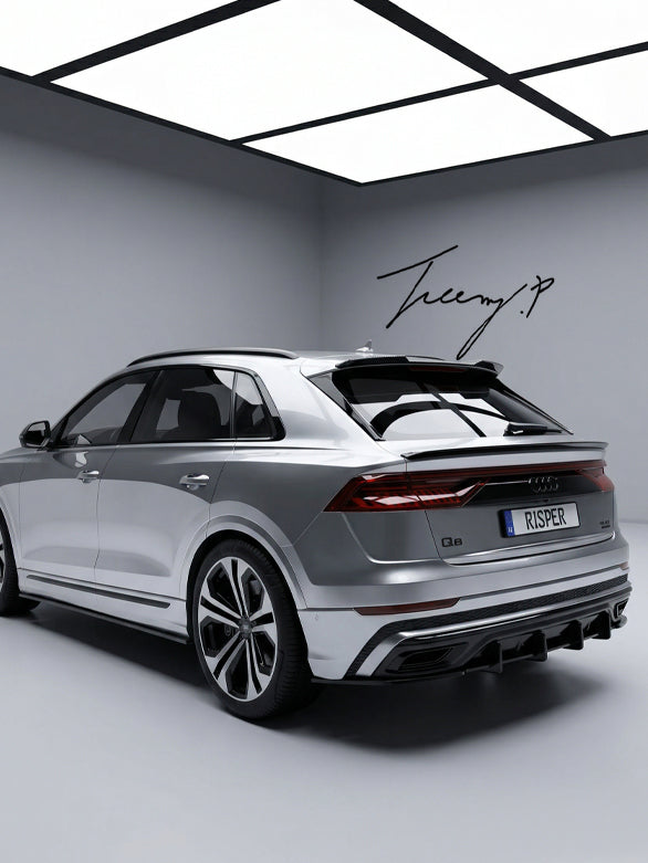 Audi Q8 S Line gloss black rear blade diffuser 2018+
