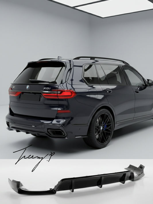 BMW X7 G07 M Sport pre LCI gloss black rear diffuser lip splitter
