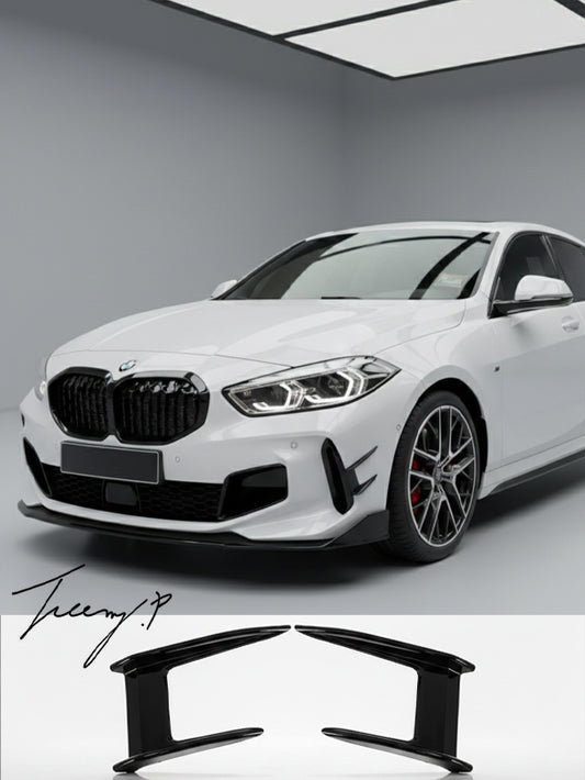 BMW 1 Series F40 M135i gloss black MP style aero canard side blades
