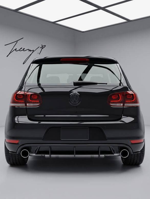 Volkswagen Golf GTI MK6 2009-2012 Gloss Black Rear Blade Diffuser Twin Exit Valance