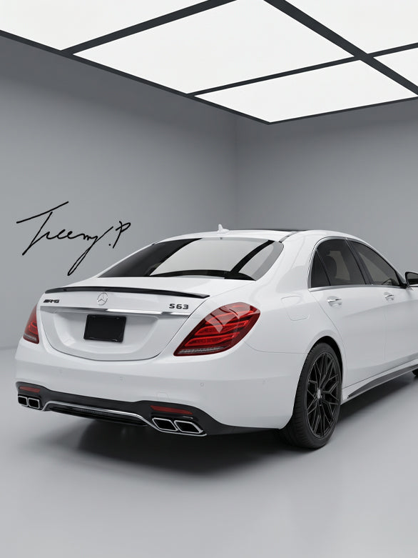 Gloss black rear boot trunk lip spoiler wing for Mercedes S Class W222 2013 to 2020

