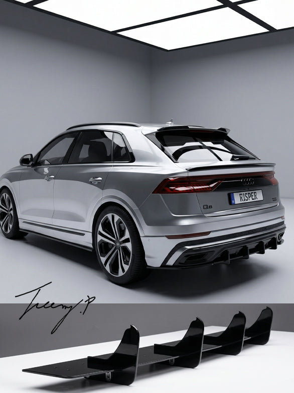 Audi Q8 S Line gloss black rear blade diffuser 2018+
