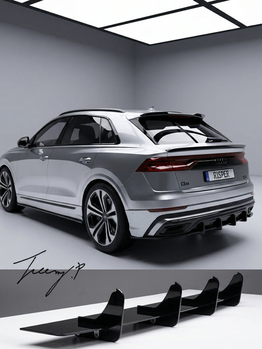 Audi Q8 S Line gloss black rear blade diffuser 2018+
