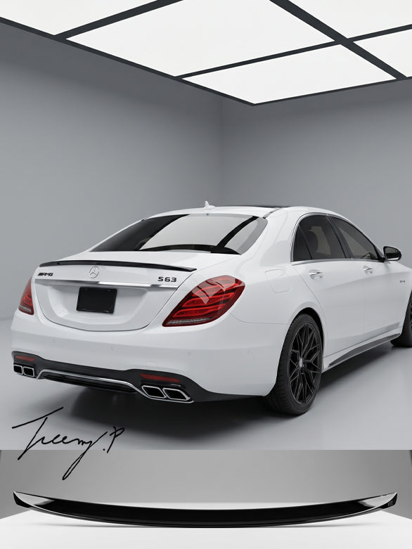 Gloss black rear boot trunk lip spoiler wing for Mercedes S Class W222 2013 to 2020
