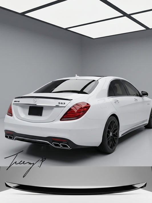 Gloss black rear boot trunk lip spoiler wing for Mercedes S Class W222 2013 to 2020
