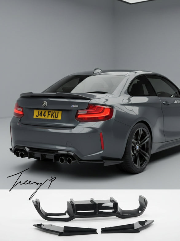 BMW M2 F87 gloss black rear diffuser splitter 3PC MTC style
