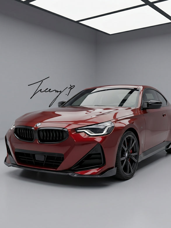 BMW 2 Series G42 G43 M235i M240i gloss carbon effect front splitter spoiler lip 3 piece
