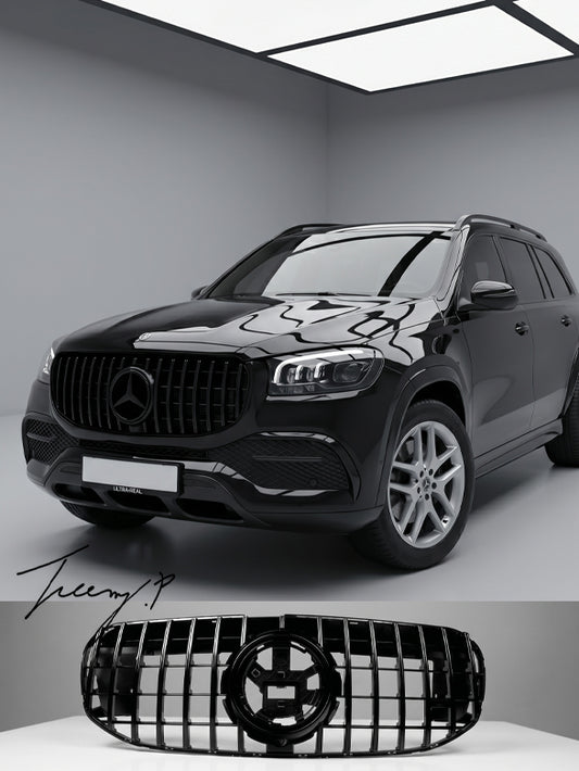 Panamericana GT R style glossy front bumper grille for Mercedes GLS X167 2020 to 2023
