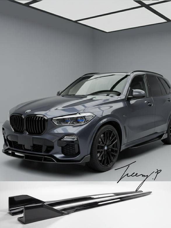BMW X5 G05 M Sport gloss black side skirt extension blades lip
