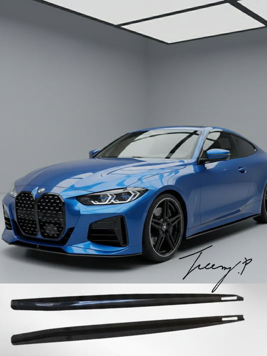 BMW 4 Series G22 G23 M Sport gloss black side skirt extension lip
