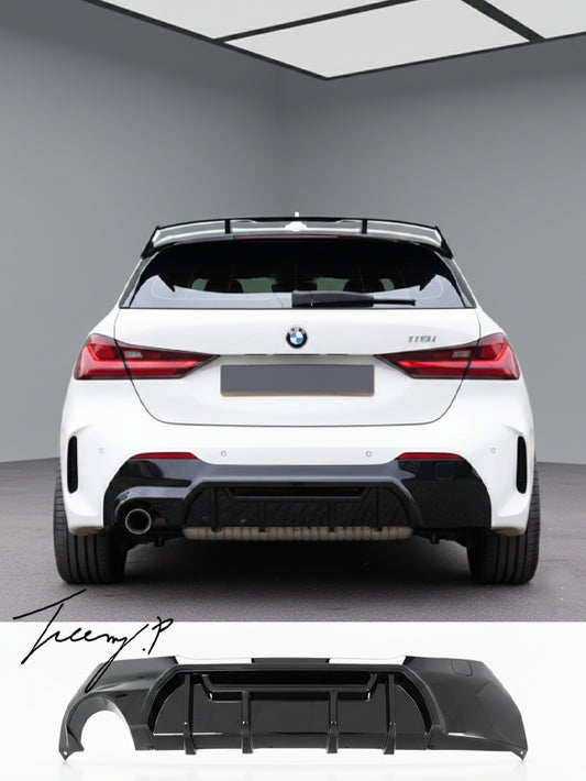 BMW 1 Series F40 M Sport gloss black rear diffuser single exhaust
