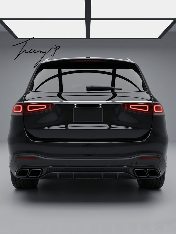 GLS63 AMG style rear diffuser with black tailpipes for Mercedes GLS X167 2019 and newer

