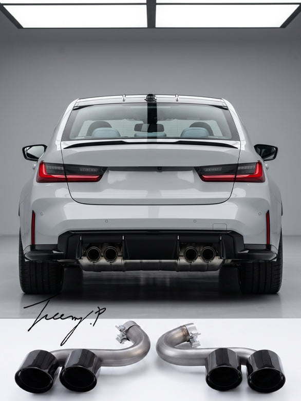 BMW 4 Series G22 G23 2020-2026 M4 Style Gloss Black Exhaust Tail Pipes Pair