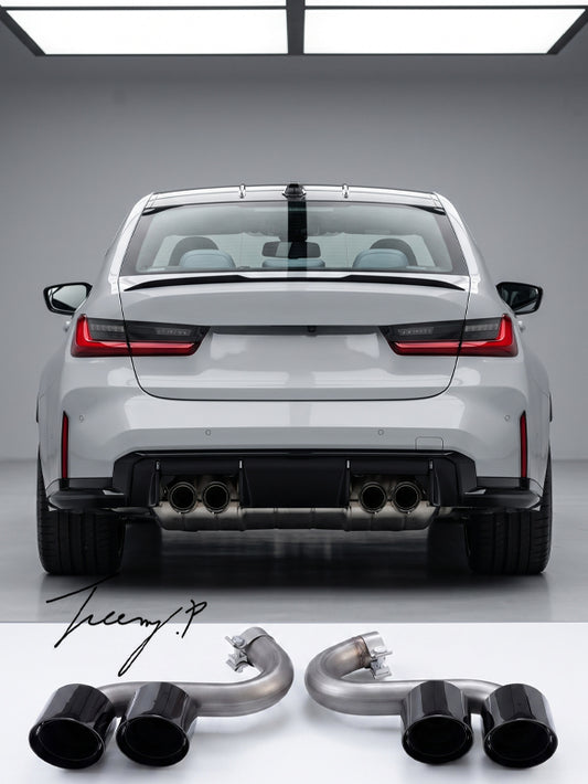 BMW 4 Series G22 G23 2020-2026 M4 Style Gloss Black Exhaust Tail Pipes Pair
