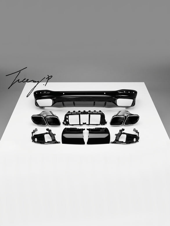 GLS63 AMG style rear diffuser with black tailpipes for Mercedes GLS X167 2019 and newer
